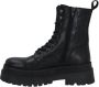 PS Poel Leren Chunky Plateau Combat Veterlaarzen Korio Zwart - Thumbnail 3