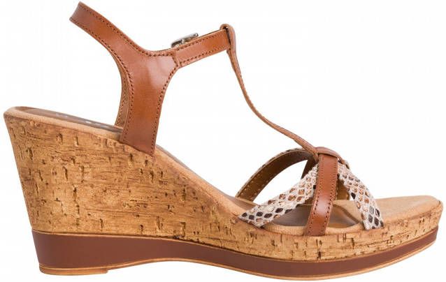 Tamaris Sandalen met sleehak cognac - Schoenen.nl