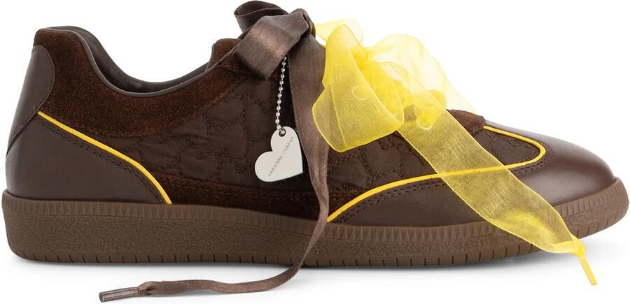 Fabienne Chapot Sneakers laag chocoladebruin geel