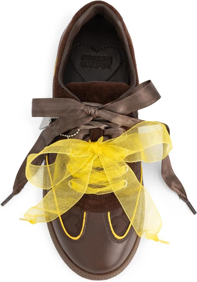 Fabienne Chapot Sneakers laag chocoladebruin geel - Foto 2