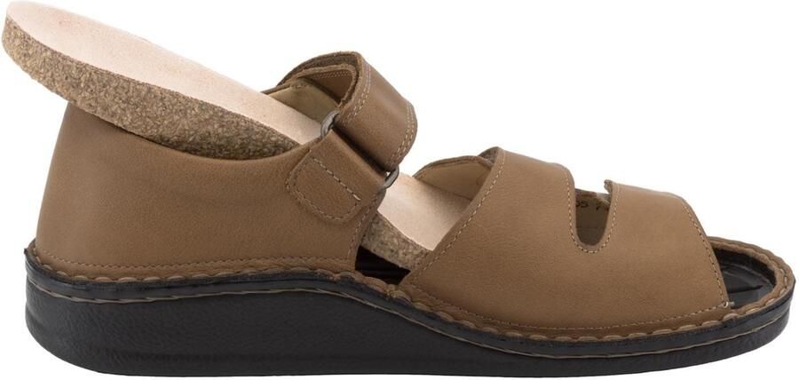 FinnComfort Tunis bruine sandaal met drie klittenbanden