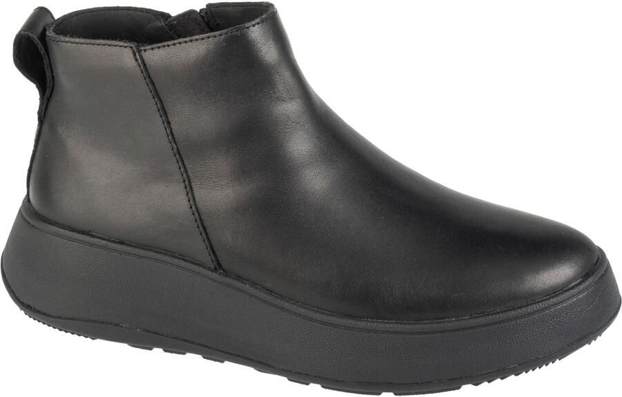 FitFlop F-mode Leather Flatform Zip Ankle Laarzen Zwart Vrouw