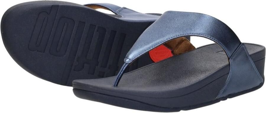 FitFlop Lulu Lederen Teenslipper Microwobbleboard-zool technologie BLAUW