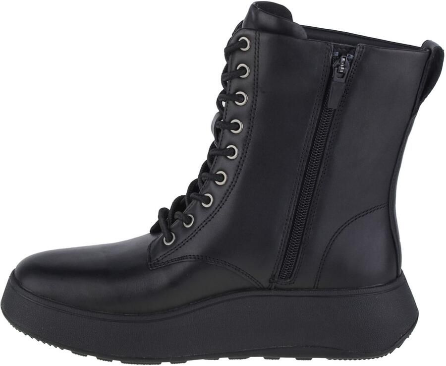FitFlop F-mode Leather Lace-up Flatform Ankle Laarzen Zwart Vrouw - Foto 2