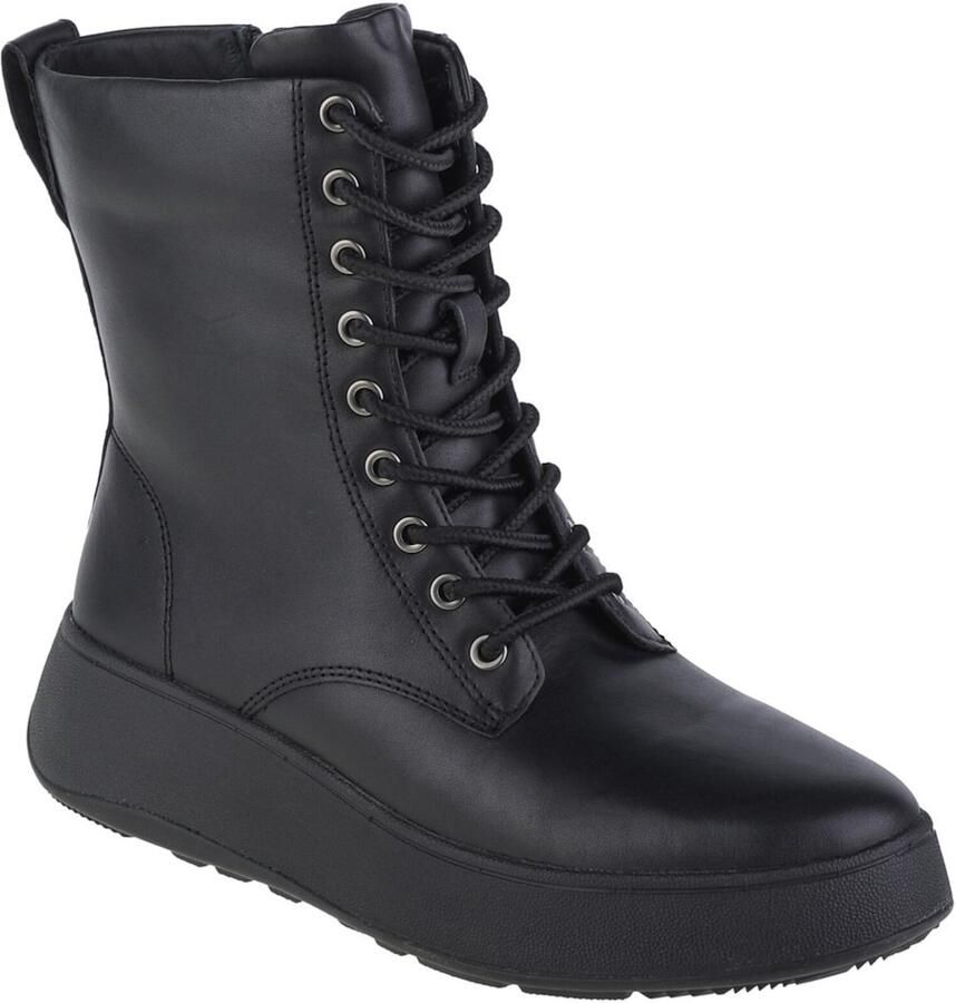 FitFlop F-mode Leather Lace-up Flatform Ankle Laarzen Zwart Vrouw - Foto 3