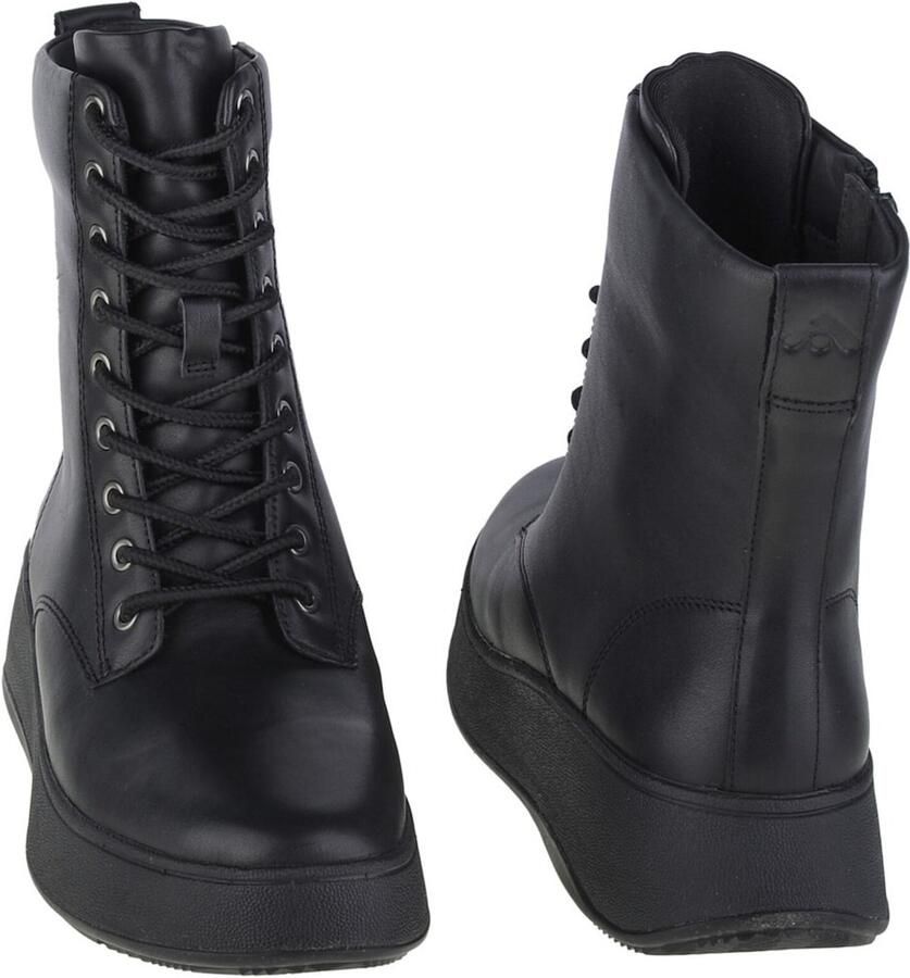 FitFlop F-mode Leather Lace-up Flatform Ankle Laarzen Zwart Vrouw - Foto 4