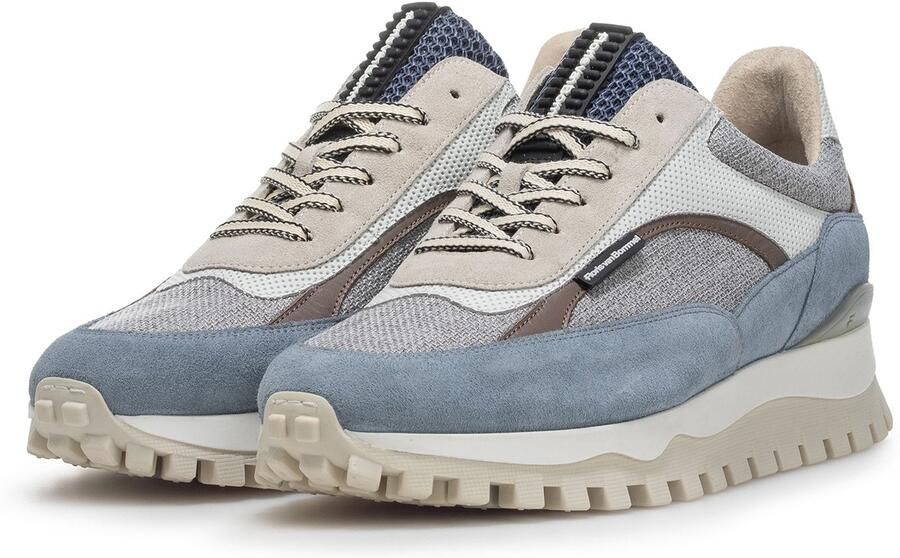 Floris van Bommel Sneakers laag 'De Grommer 05' lichtblauw bruin grijs wit - Foto 3