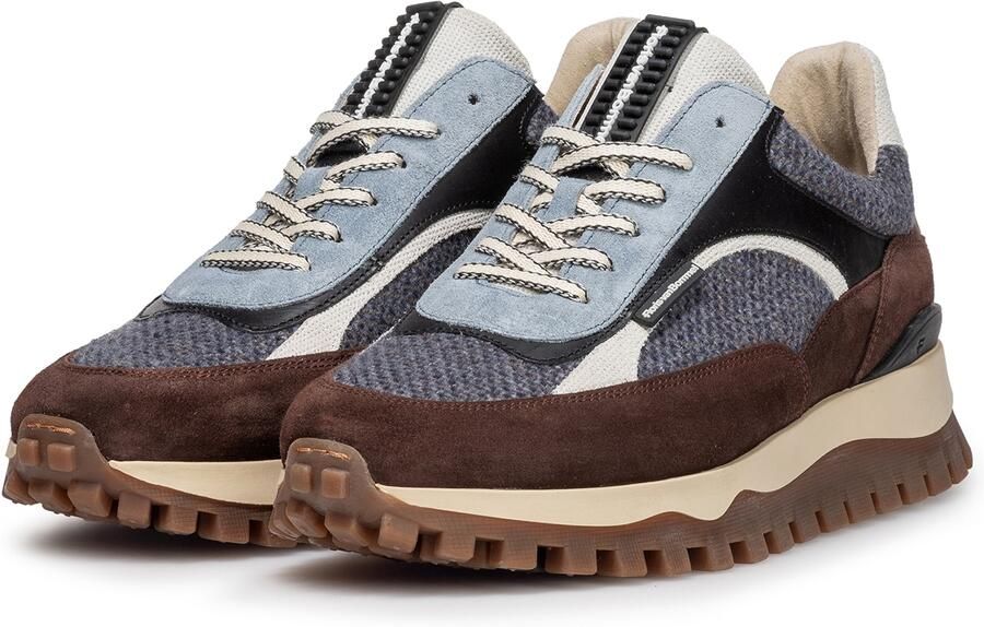 Floris van Bommel Sneakers laag 'De Grommer 05' lichtblauw donkerbruin grijs rookgrijs - Foto 7