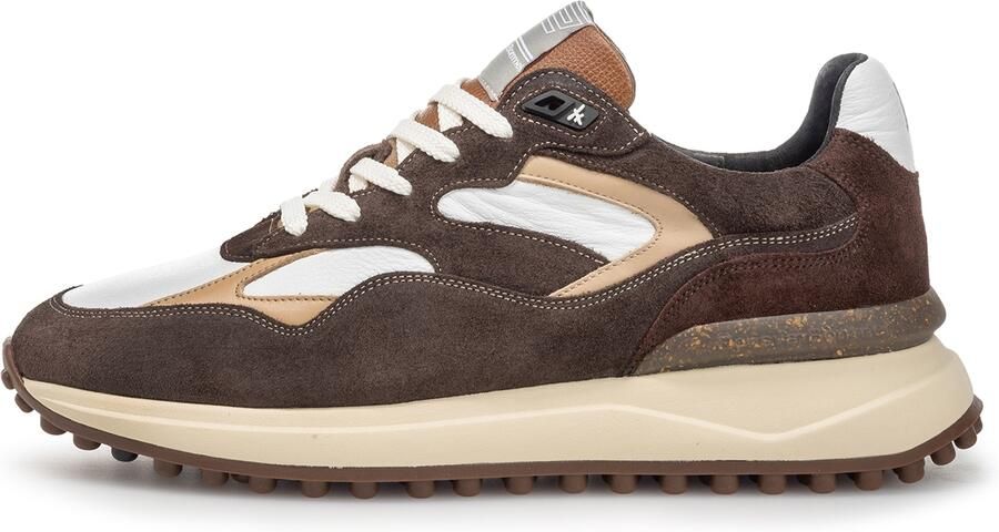 Floris van Bommel Sneakers laag 'Noppi 18' nude chocoladebruin taupe wit