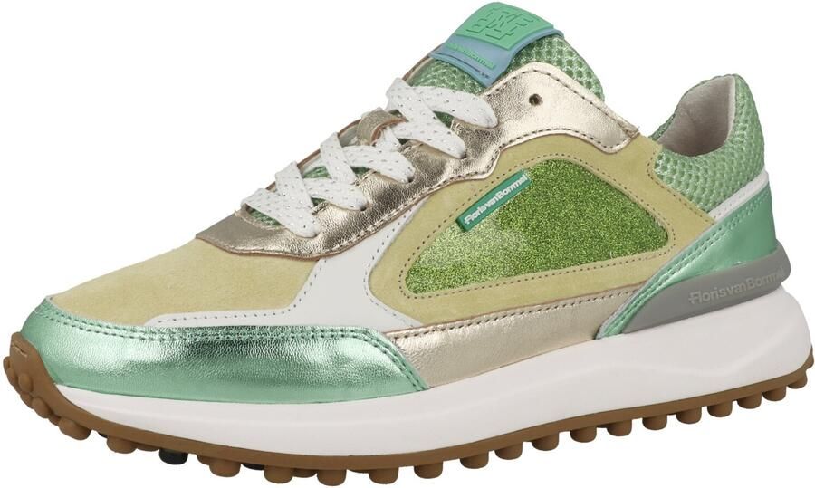Floris van Bommel Sneakers laag 'Noppi 35.38' lichtgeel goud grijs lichtgroen