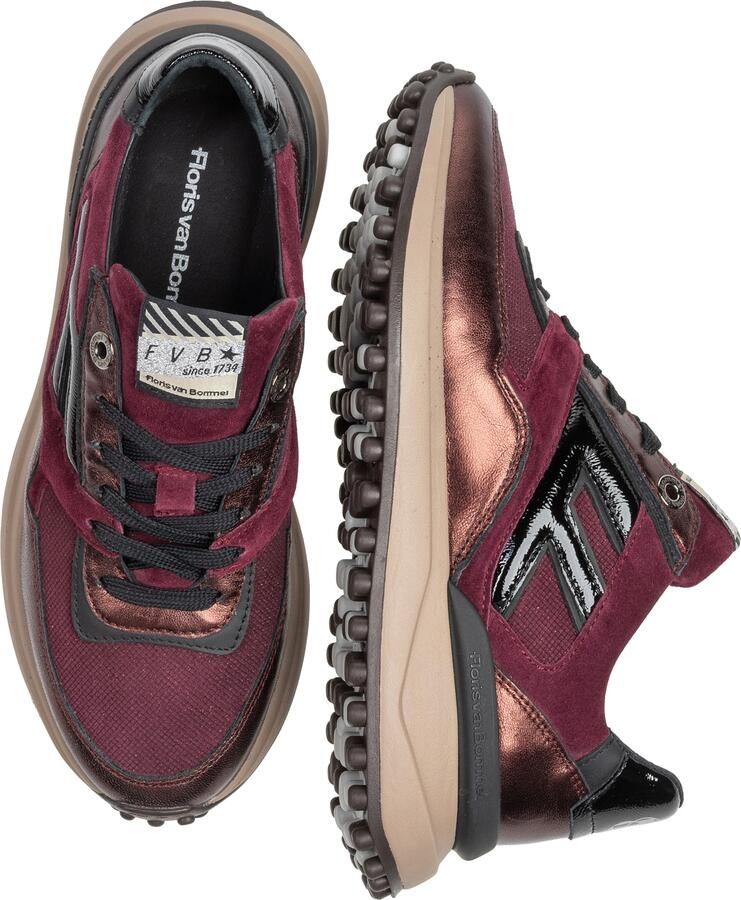 FLORIS VAN BOMMEL Lage Sneakers Dames Sfw-10170 Noppi Textiel Rood - Foto 5