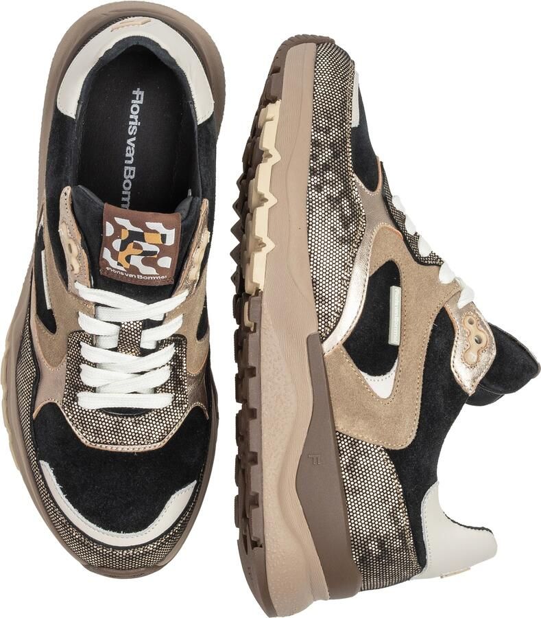 Floris van Bommel Sneakers laag 'Treni 02' lichtbeige donkerbeige goud zwart - Foto 9