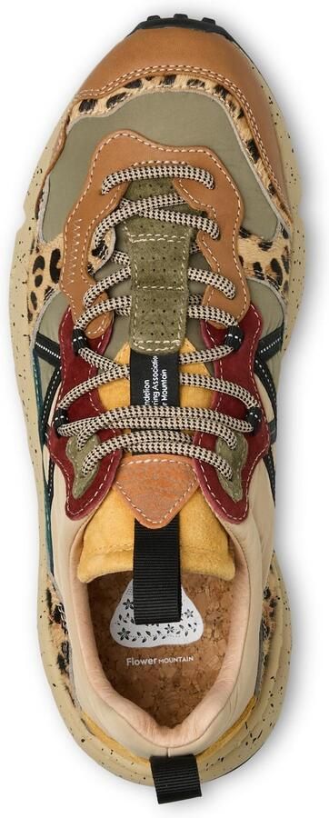 Flower Mountain Sneakers laag 'LENZAN UNI' camel petrol groen gemêleerd rood - Foto 6