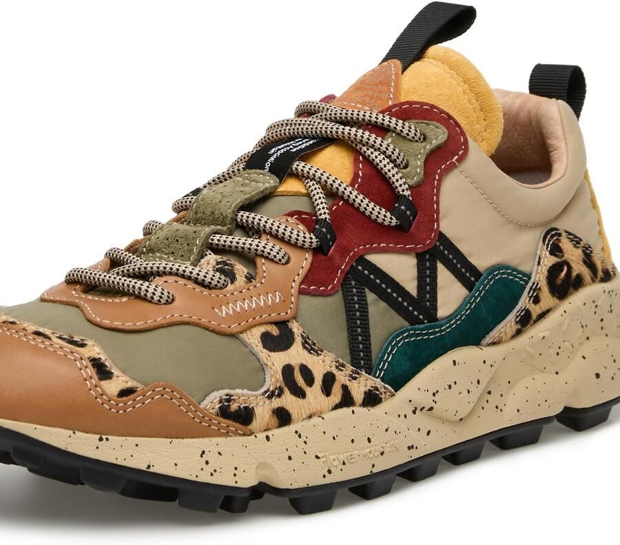 Flower Mountain Sneakers laag 'LENZAN UNI' camel petrol groen gemêleerd rood - Foto 2