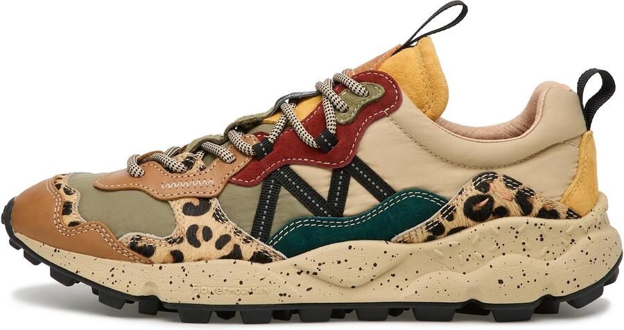 Flower Mountain Sneakers laag 'LENZAN UNI' camel petrol groen gemêleerd rood - Foto 5