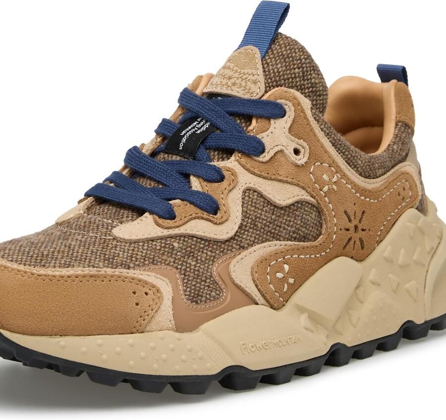 Flower mountain heren sneaker Rulis Uni suède en tweed beige en bruin - Foto 3