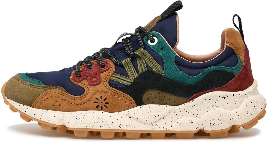 Flower Mountain Sneakers laag 'YA O 3 UNI' camel marine olijfgroen petrol