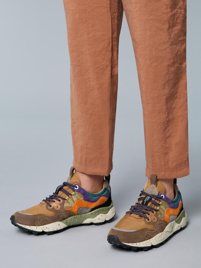 Flower Mountain Sneakers laag 'YAMANO 3 UNI' sepia groen oranje - Foto 5
