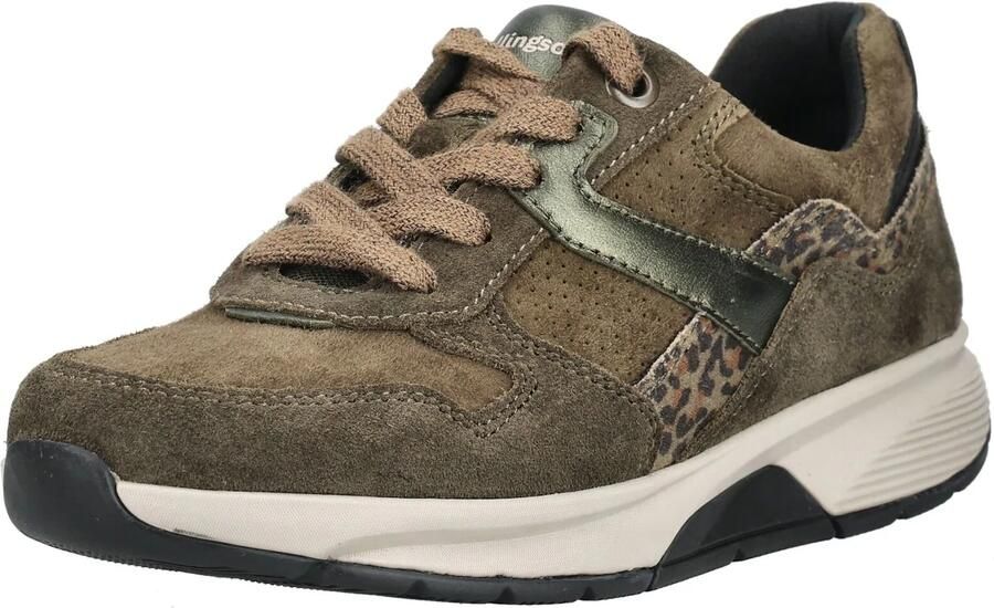 Gabor Rollingsoft khaki groene suède dames sneakers