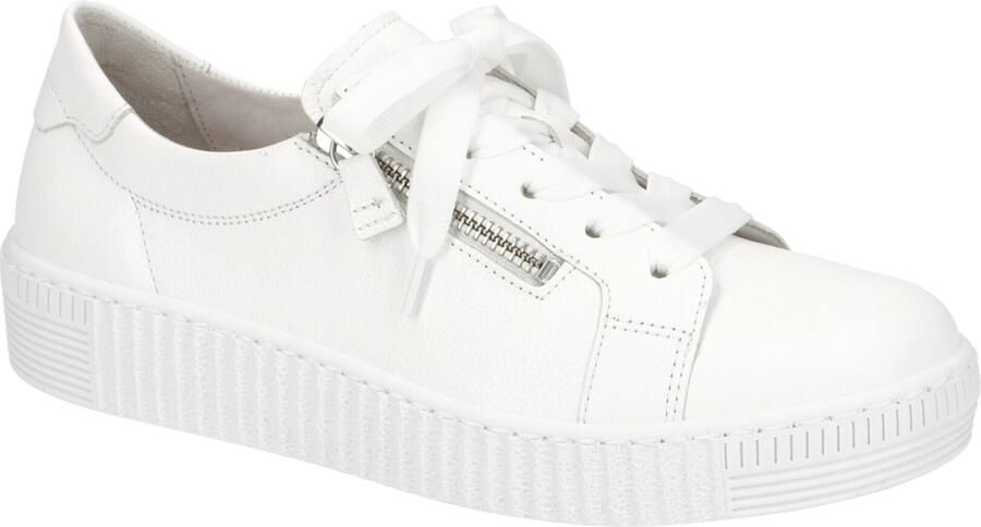 Gabor 83.334.21 Sneaker Wit Vetersluiting Rits Vlakke zool