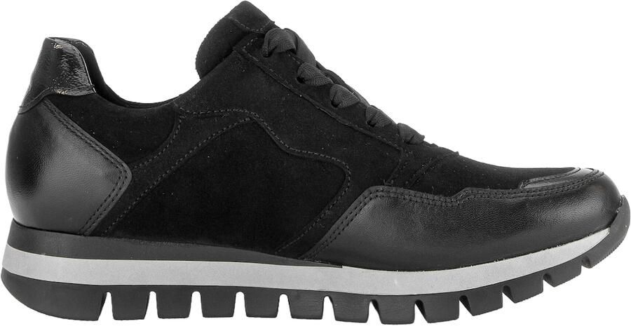 Gabor 6030.01.001 Sneakers Zwart Leer en Suede Dames Breedtemaat H Zwart - Foto 5