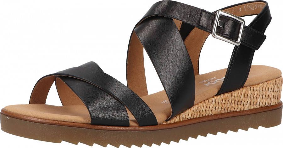 Gabor Comfort sandalen met sleehak zwart - Schoenen.nl
