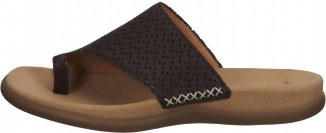 Gabor Cognac Leren Sandalen Platte Zool Brown Dames - Foto 5