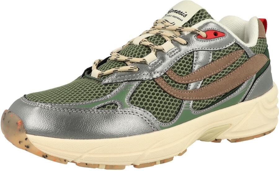 GENESIS Sneakers laag 'Eco'99 ' beige groen vuurrood zilver