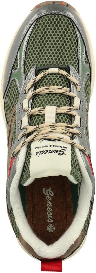 GENESIS Sneakers laag 'Eco'99 ' beige groen vuurrood zilver - Foto 6