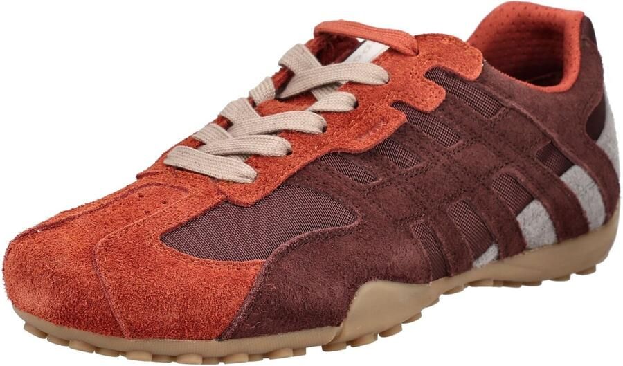 GEOX SNAKE heren leren sneaker U66NVA 0JQ11 BJ6 veterschoen bruin rood - Foto 2