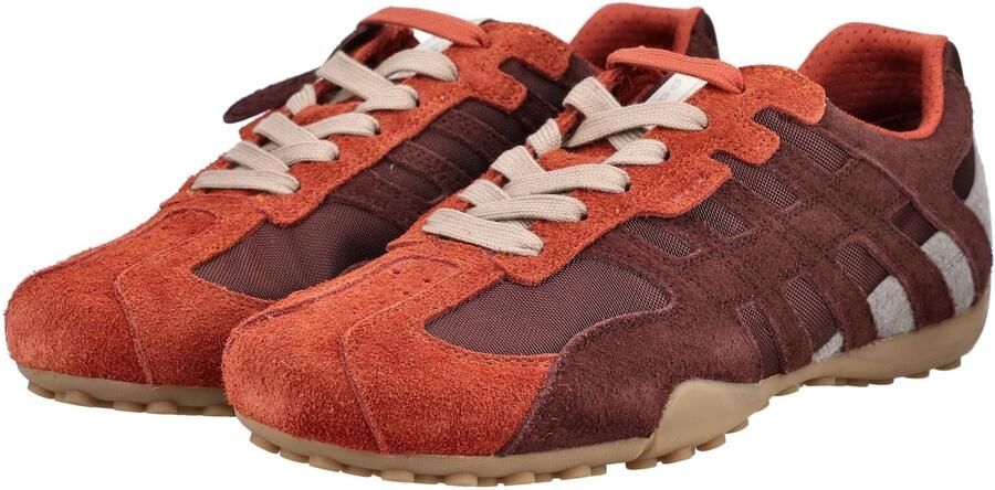 GEOX SNAKE heren leren sneaker U66NVA 0JQ11 BJ6 veterschoen bruin rood - Foto 6