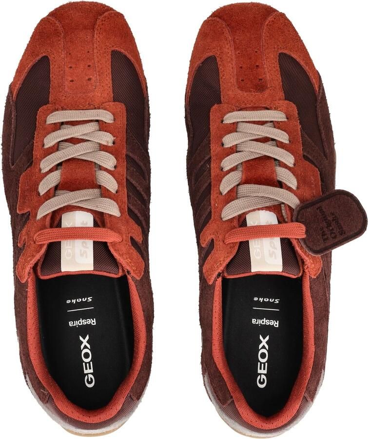 GEOX SNAKE heren leren sneaker U66NVA 0JQ11 BJ6 veterschoen bruin rood - Foto 3
