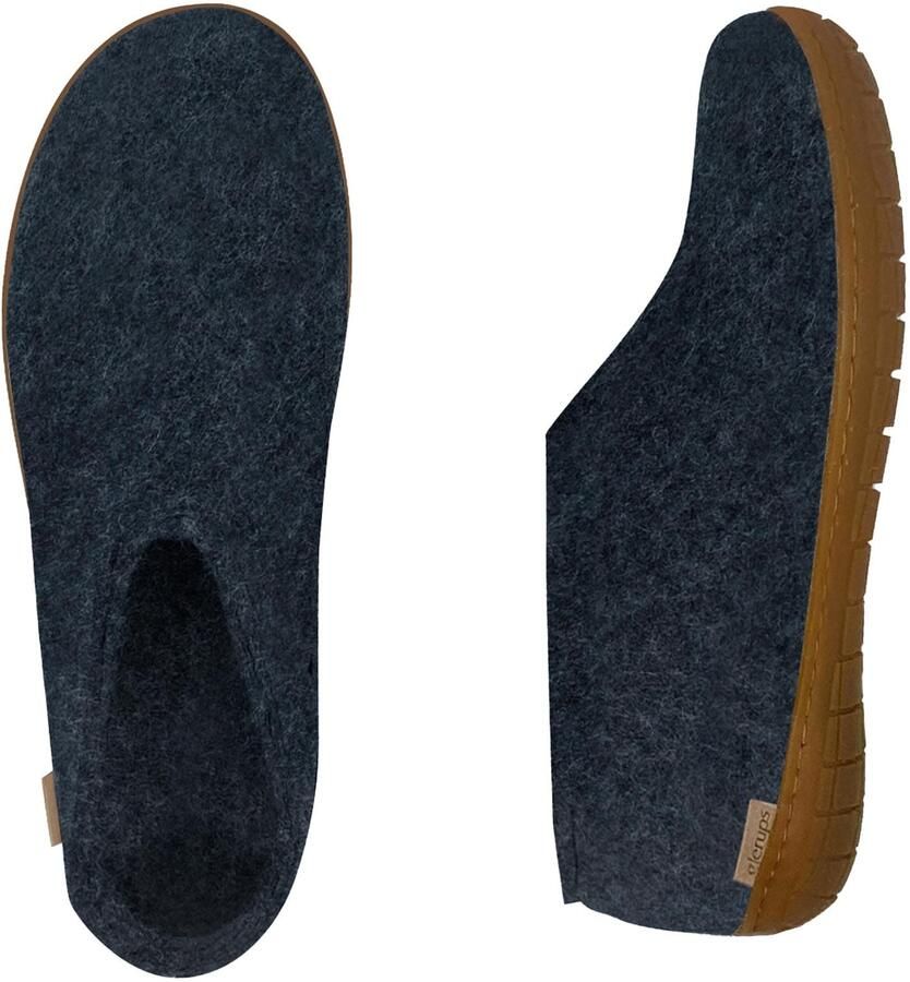 Glerups pantoffel van wolvilt met rubber zool Denim - Foto 4