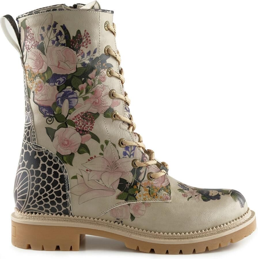 GOBY Floral Elegance Dames Veterboots Handgemaakt Vegan Leer