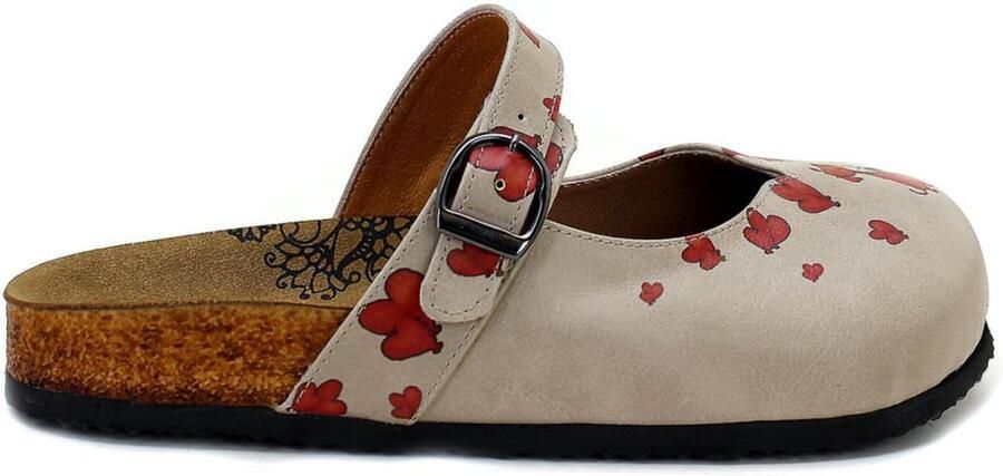 Goby Clogs 'Women Calceo Beige Clogs CAL2210 with hearts and dog' beige
