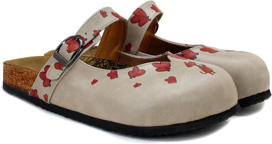 Goby Clogs 'Women Calceo Beige Clogs CAL2210 with hearts and dog' beige - Foto 4