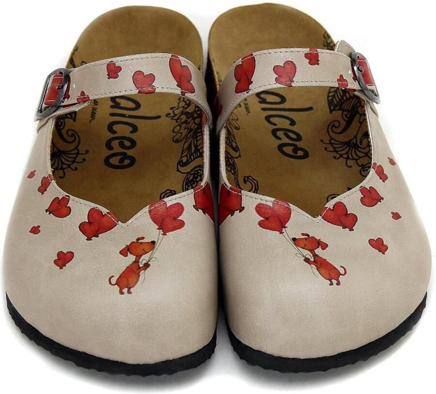 Goby Clogs 'Women Calceo Beige Clogs CAL2210 with hearts and dog' beige - Foto 2