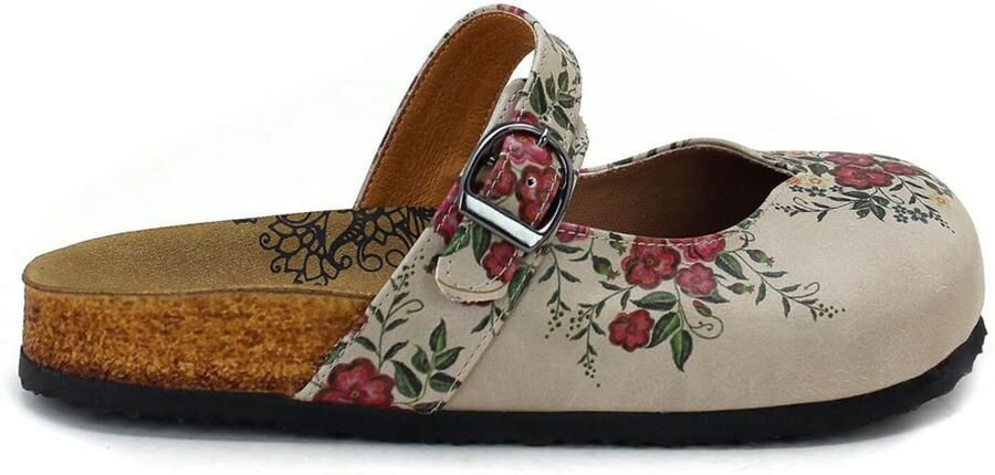 Goby Clogs 'Women Calceo Beige Clogs CAL2211 with flowers' beige