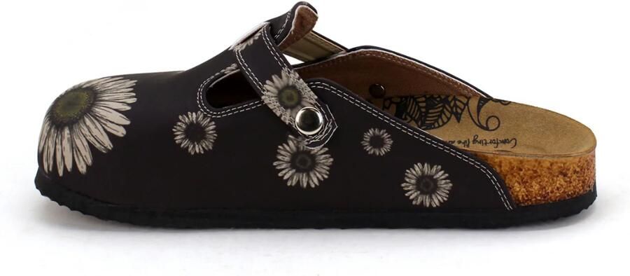 Goby Clogs 'Women Calceo Black and Beige Clogs CAL5457 with flower design' gemengde kleuren - Foto 6