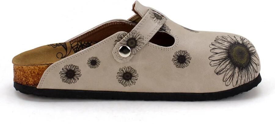 Goby Clogs 'Women Calceo Black and Beige Clogs CAL5457 with flower design' gemengde kleuren - Foto 5