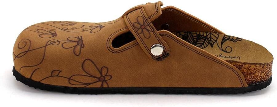 Goby Clogs 'Women Calceo Brown Clogs CALN201 with flowers' bruin