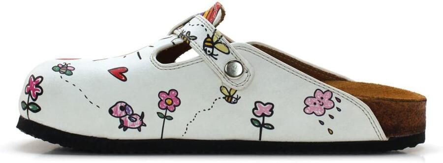 GOBY Dames Clogs Zon en Wolk Illustratie Handgemaakt Vegan Leer Comfortabele Damesklompen - Foto 4