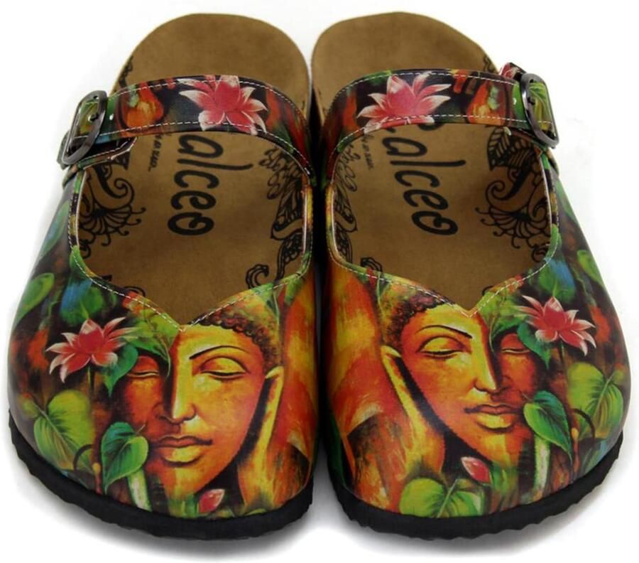 Goby Clogs 'Women Calceo Multicolor Clogs CAL2212 with Buddha' gemengde kleuren - Foto 2