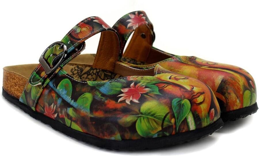 Goby Clogs 'Women Calceo Multicolor Clogs CAL2212 with Buddha' gemengde kleuren - Foto 4