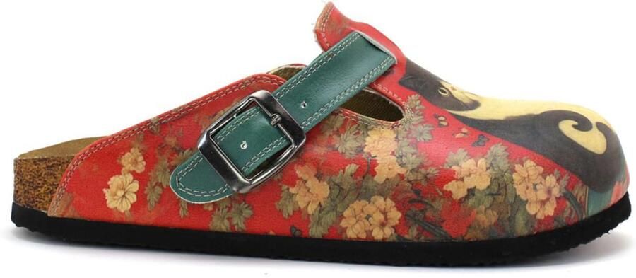 Goby Clogs 'Women Calceo Red Clogs WCAL5430 with cat design' rood