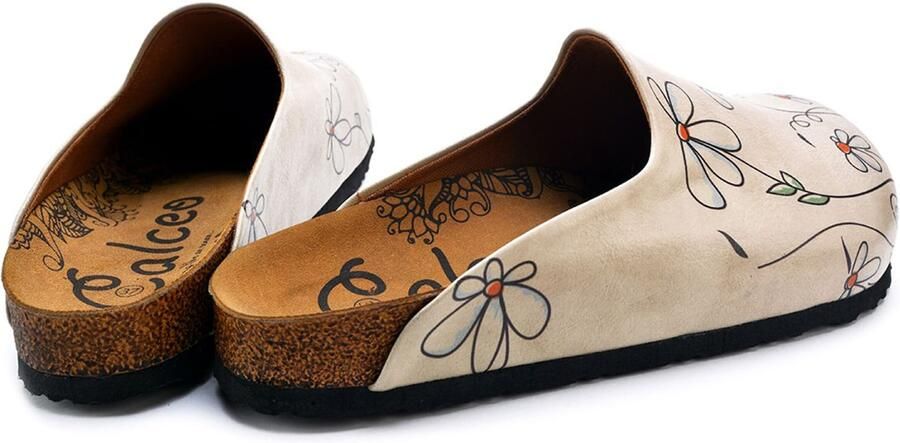 Goby Clogs 'Women shoes -Calceo mules with daisies CAL1410' offwhite - Foto 4