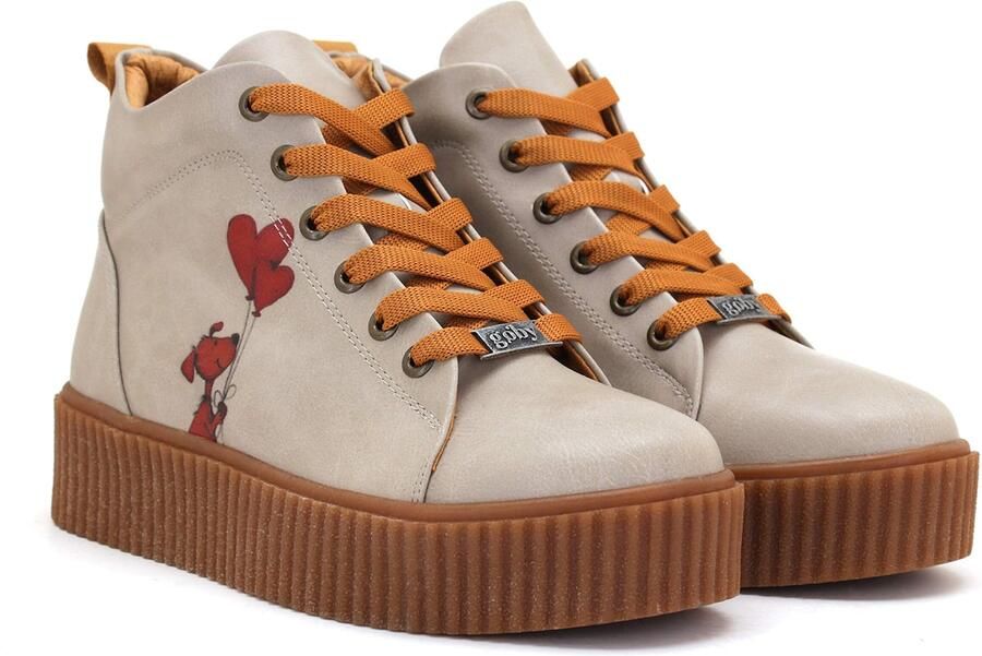 GOBY Dames Veterboots Hartjesprint Platform Zool Handgemaakt Premium Kwaliteit - Foto 2