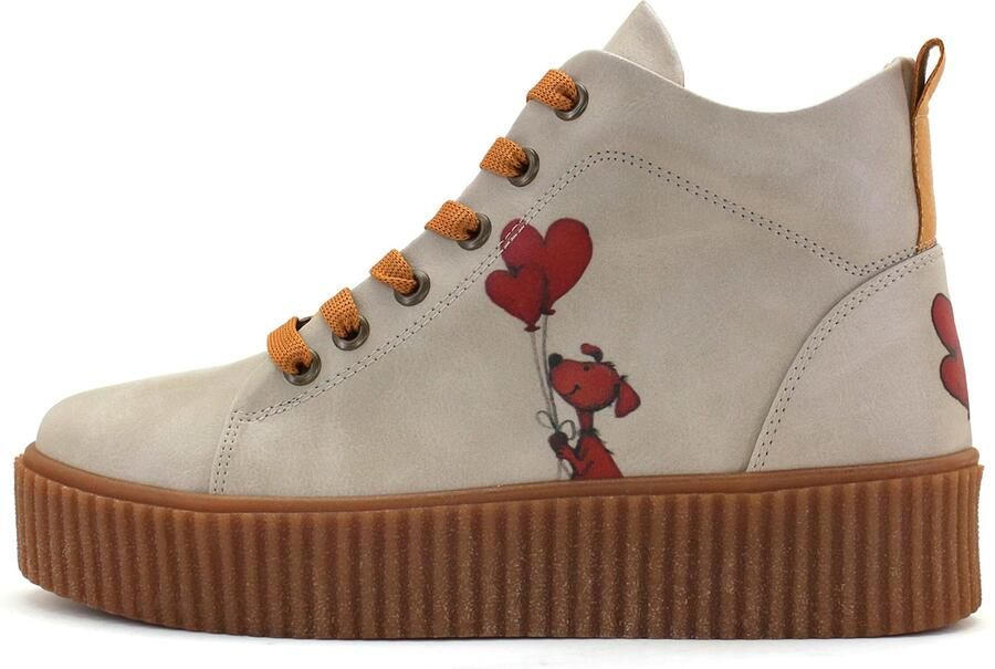GOBY Dames Veterboots Hartjesprint Platform Zool Handgemaakt Premium Kwaliteit - Foto 4