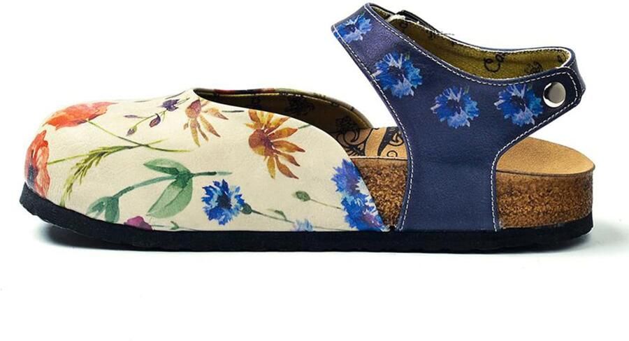 Goby Sandaal 'Women shoes -Calceo sandals CEO1604 with flowers' offwhite