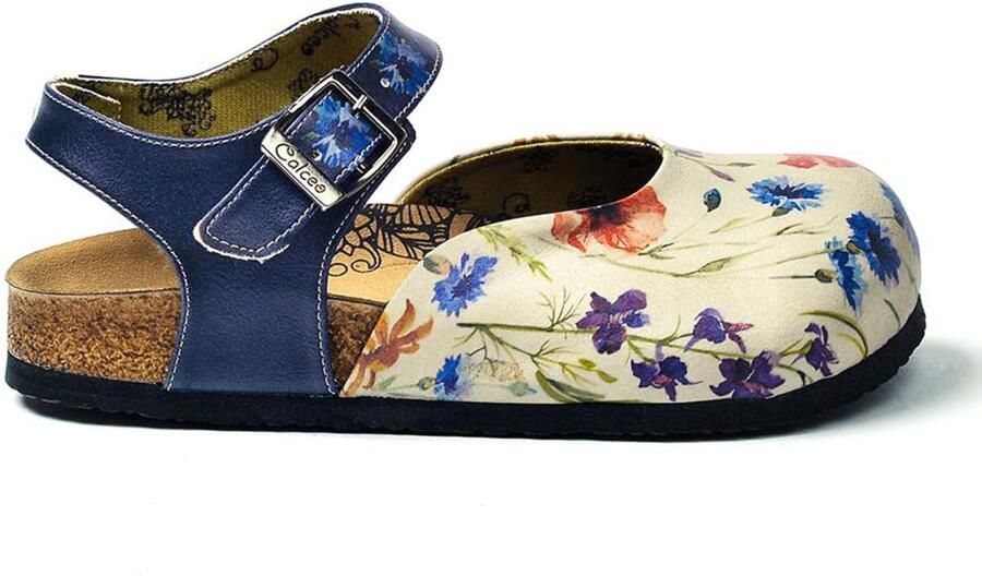Goby Sandaal 'Women shoes -Calceo sandals CEO1604 with flowers' offwhite - Foto 3